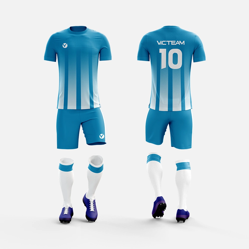 China Azul de poliéster Soccer Jersey uniforme para homens