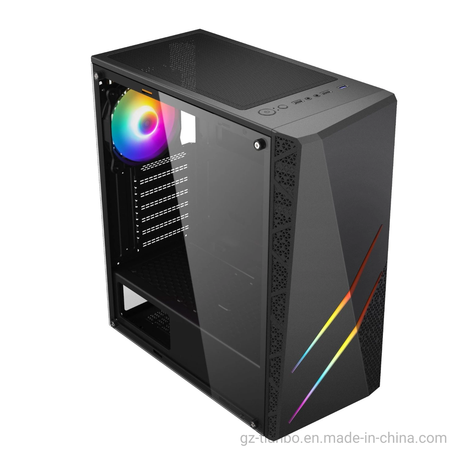 RGB-Lüfter Gaming Heißer Verkauf ATX Gaming-Gehäuse Computer-Teile Computer-PC-Gehäuse mit großem gehärtetem Glas Design G50 Modell