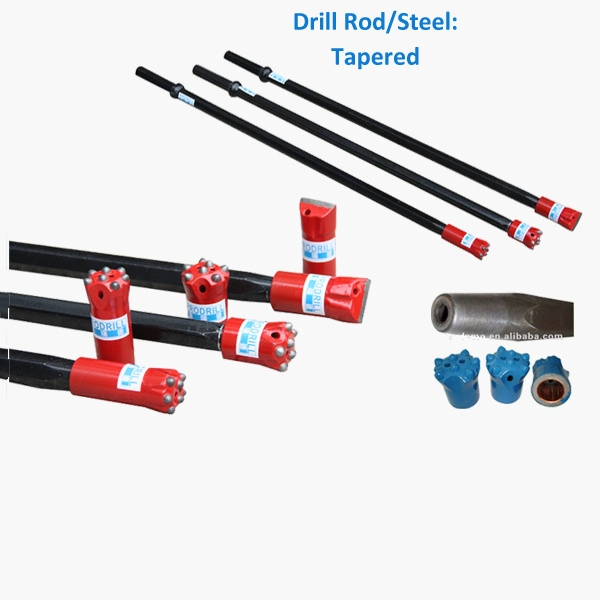 La conicité 7, 11, 12 degré 22*108mm à tête hexagonale Tiges de forage conique de l'acier Barre de perçage