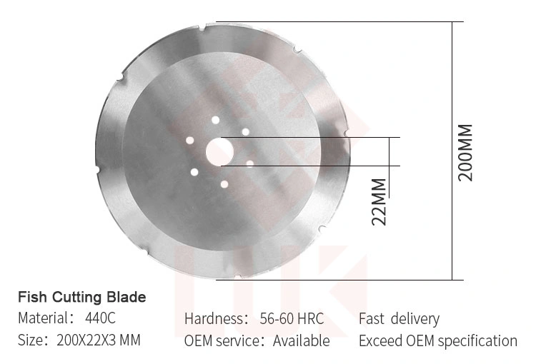 200mm Lames circulaires en acier inoxydable Baader HSS pour la transformation industrielle des aliments pour poissons