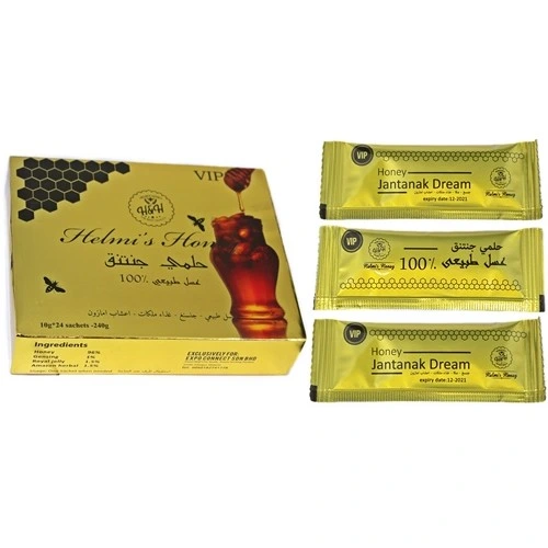 OEM 100% Natural VIP Honey Golden Branded Printed Royal Honey Strength Helmis Honey for Him 24pk Hot Sale