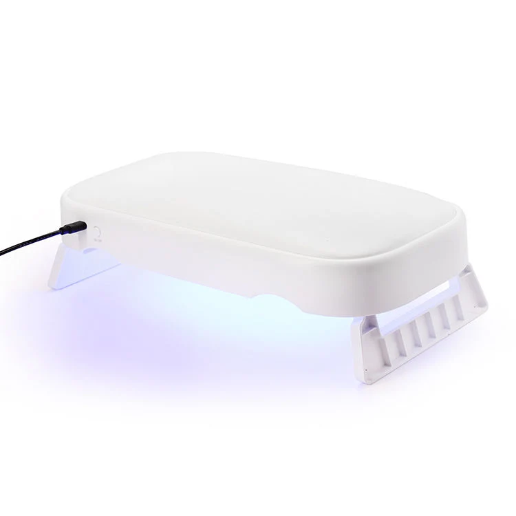 White PU couro LED UV Manicure descanso com Lâmpada