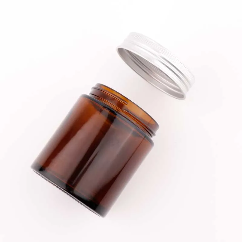 Wholesale Packaging Amber Cosmetic Glass Jar 20g 30g 50g 100g with Screw Aluminum Lid/Cap for Cream