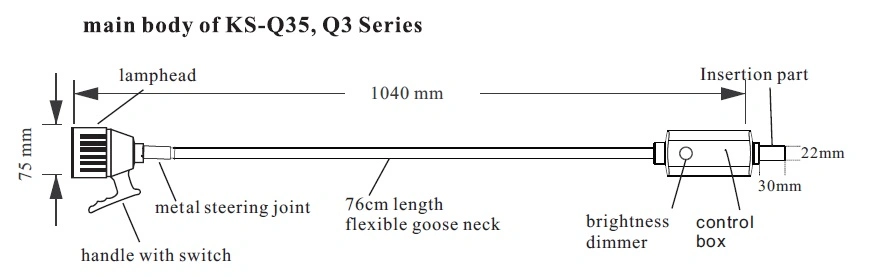 Flexible Light LED Spot Exam Light Ks-Q3d Black Mobile with Heavier Metal Base for Stable Operation