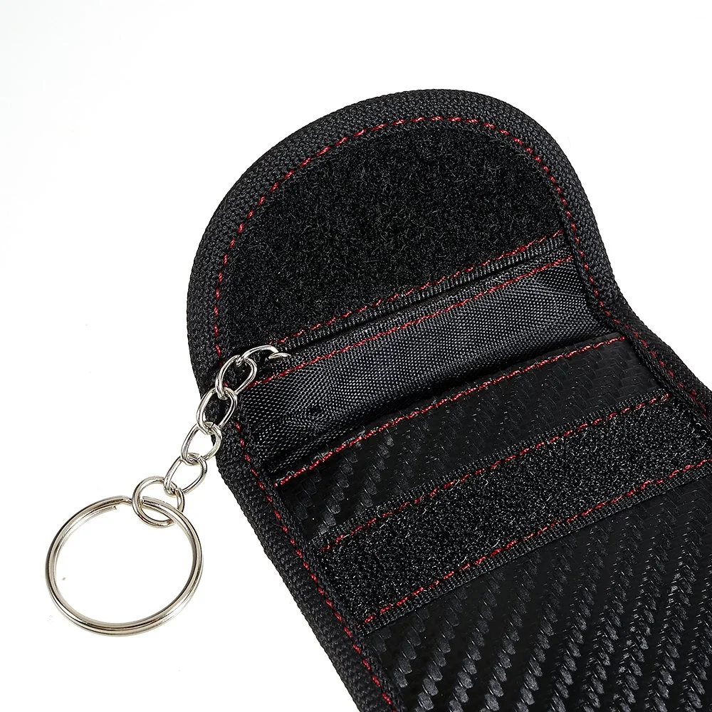 Double Layer Carbon Fiber Texture RFID Blocking Car Key Signal Shielding Bag Key Storage Pouch