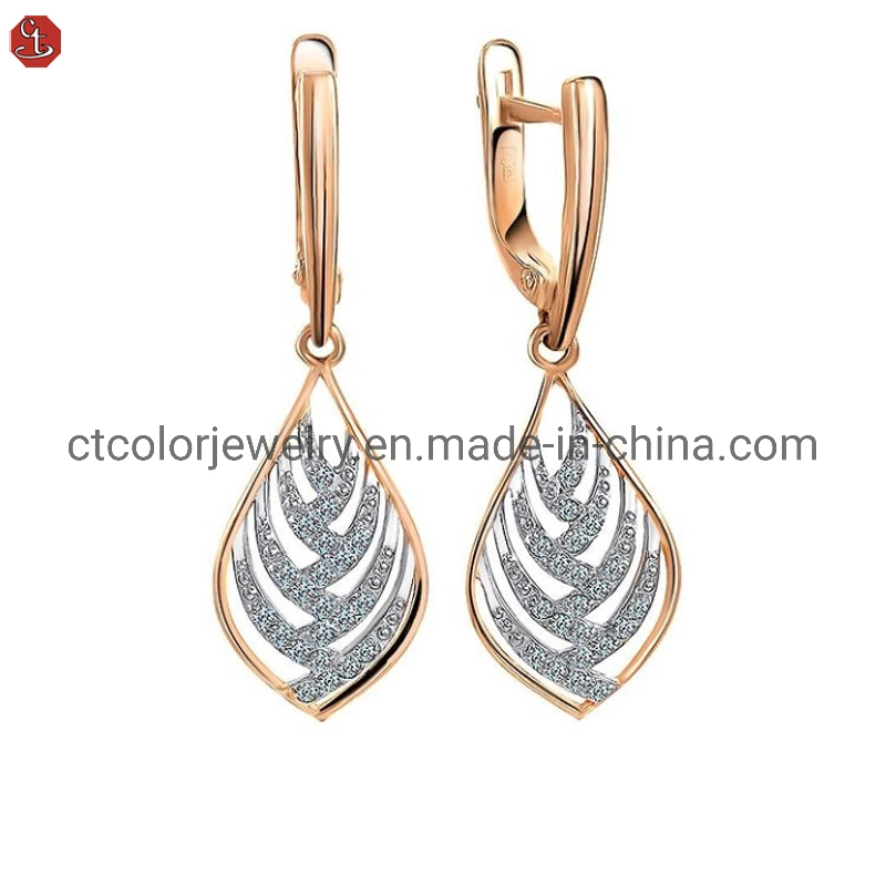 S925 Jewelry Drop Shaped Zircon Drop Earrings for Gift