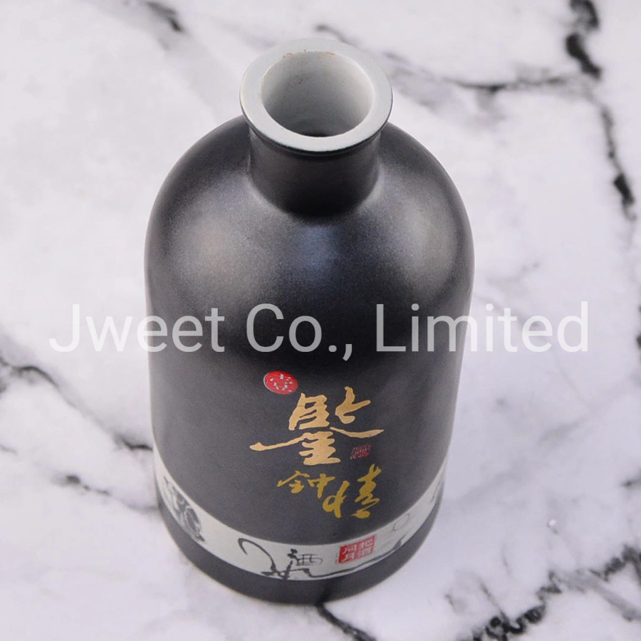 Custom Printing Round Ceramic Bottle Liquor Tequila Wine Bottle