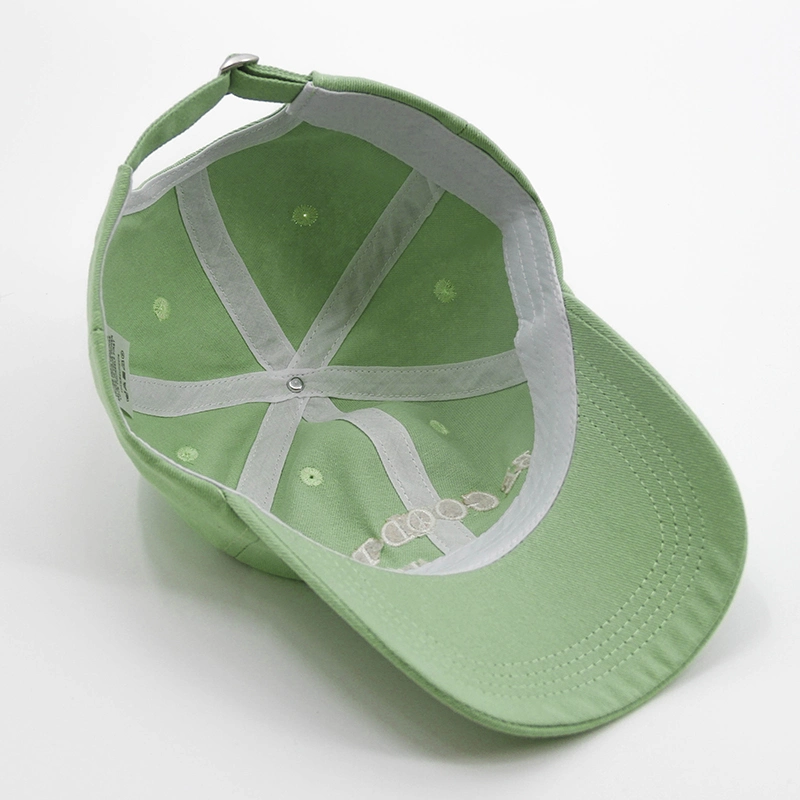 6 Panel Unstrukturierte Papa Hüte Grün Anpassen Stickerei Brief Logo Baseball-Cap Mit Geschwungener Krempe