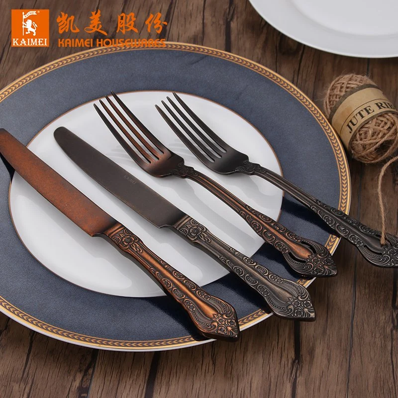 Wholesale/Supplier Gold Plated Cutlery Flatware Stainless Steel Golden Cutlery with Bag