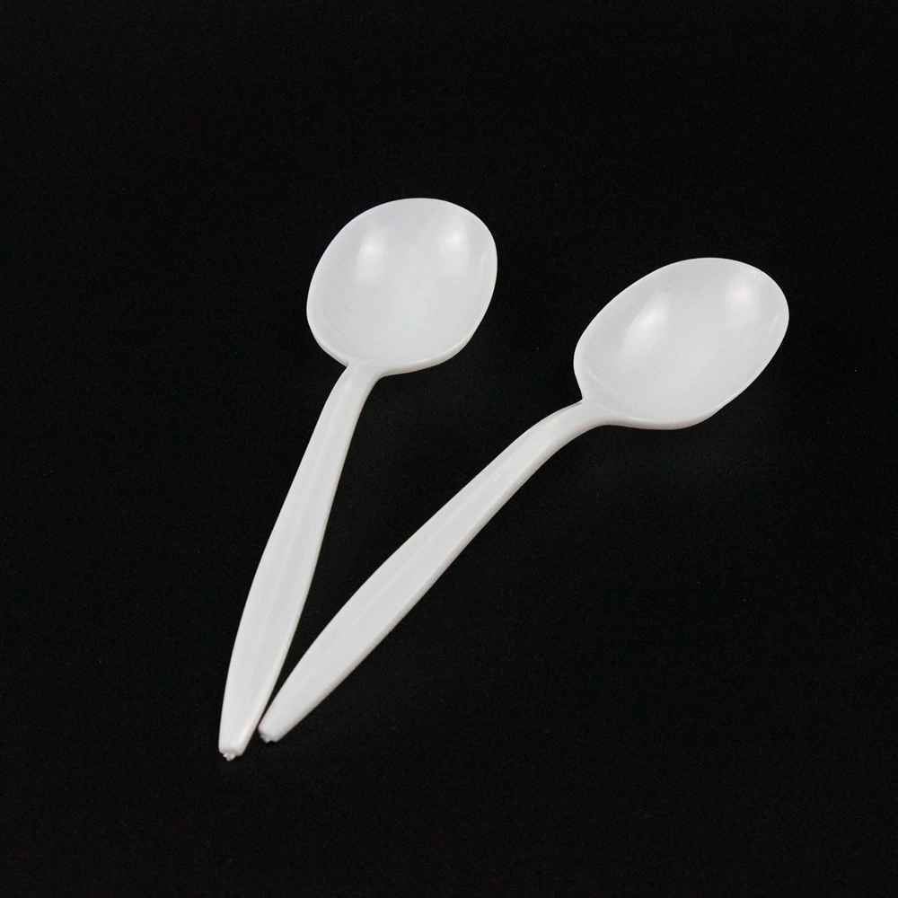 Disposable Plastic White Plastic Cutlery PP Soup Spoon Packing Bag for Dinner