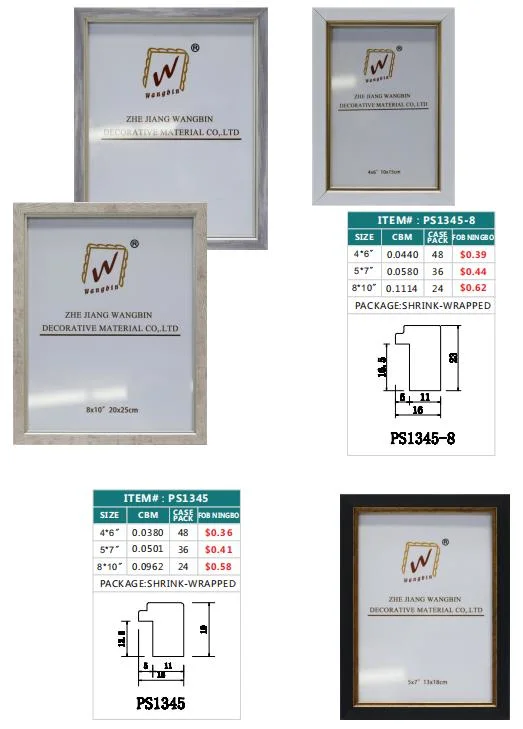 Manufacturer Wholesale/Supplier Plastic 4X6" 5X7" 8X10" Photo Frames for Vertical or Horizontal Tabletop Display Wall Mount