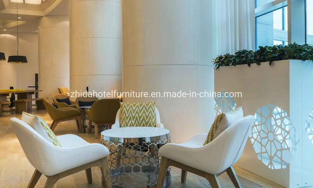 Public Area Modern 5 Star Hotel Reception Lobby Furniture Leisure Lounge Chair with Coffee Table