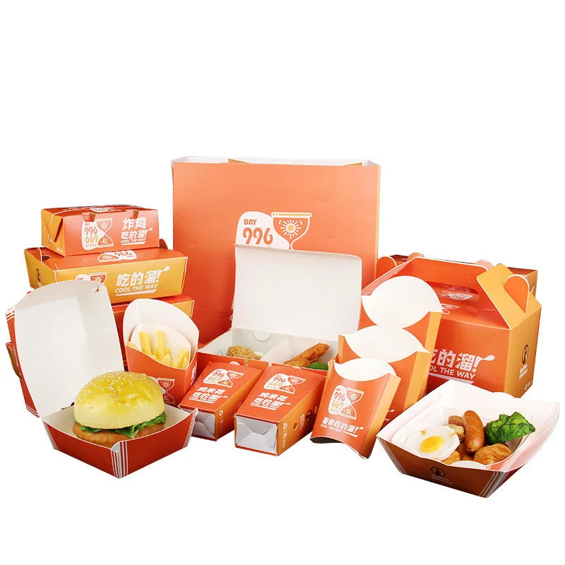 O logotipo personalizado impresso em papel kraft Takeaway Alimentar biodegradáveis caixa de embalagem