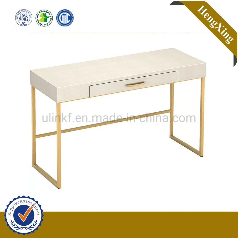 Foshan Factory Melamine White Drawer Desks Latest Design Dining Table with Metal Leg