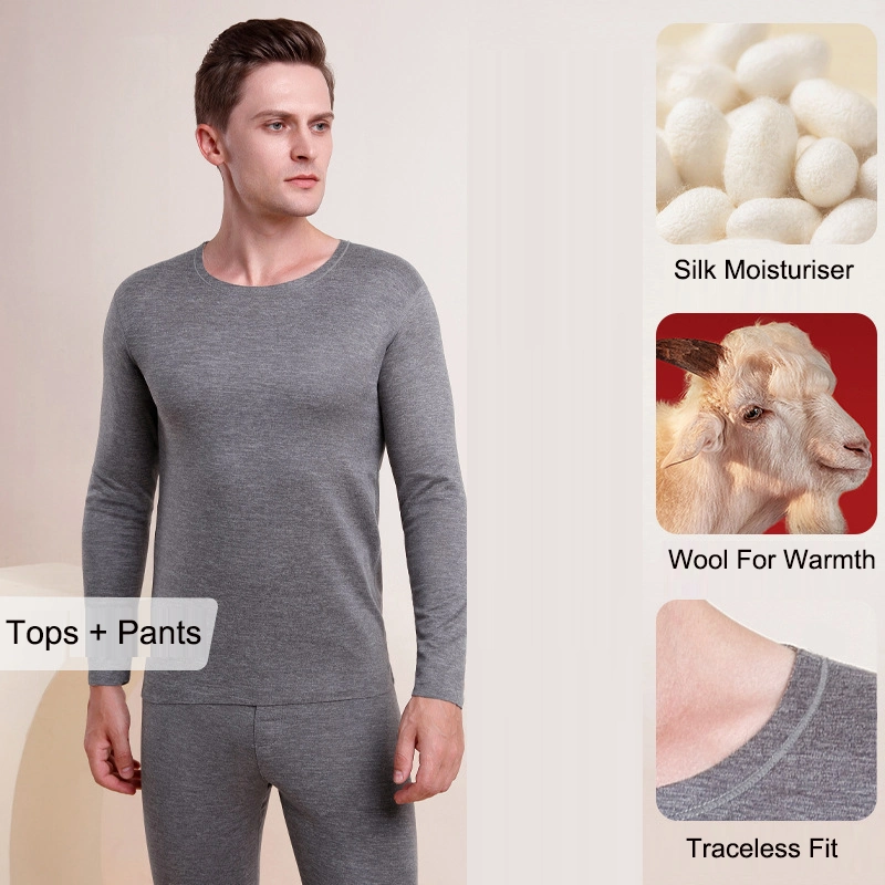 Silk Wool Men's Women's Seamless Double-Sided Sanding Thermal Underwear Suit