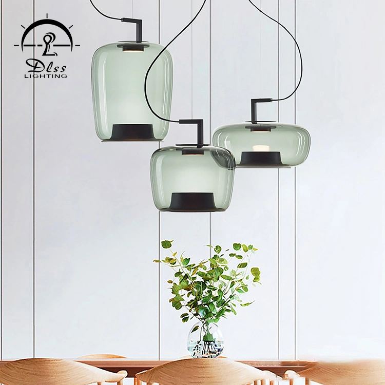 Dlss Новая подвесная подсветка Home Декорации янтарная стеклянная лампа Shade Современная светодиодная подвесная лампа