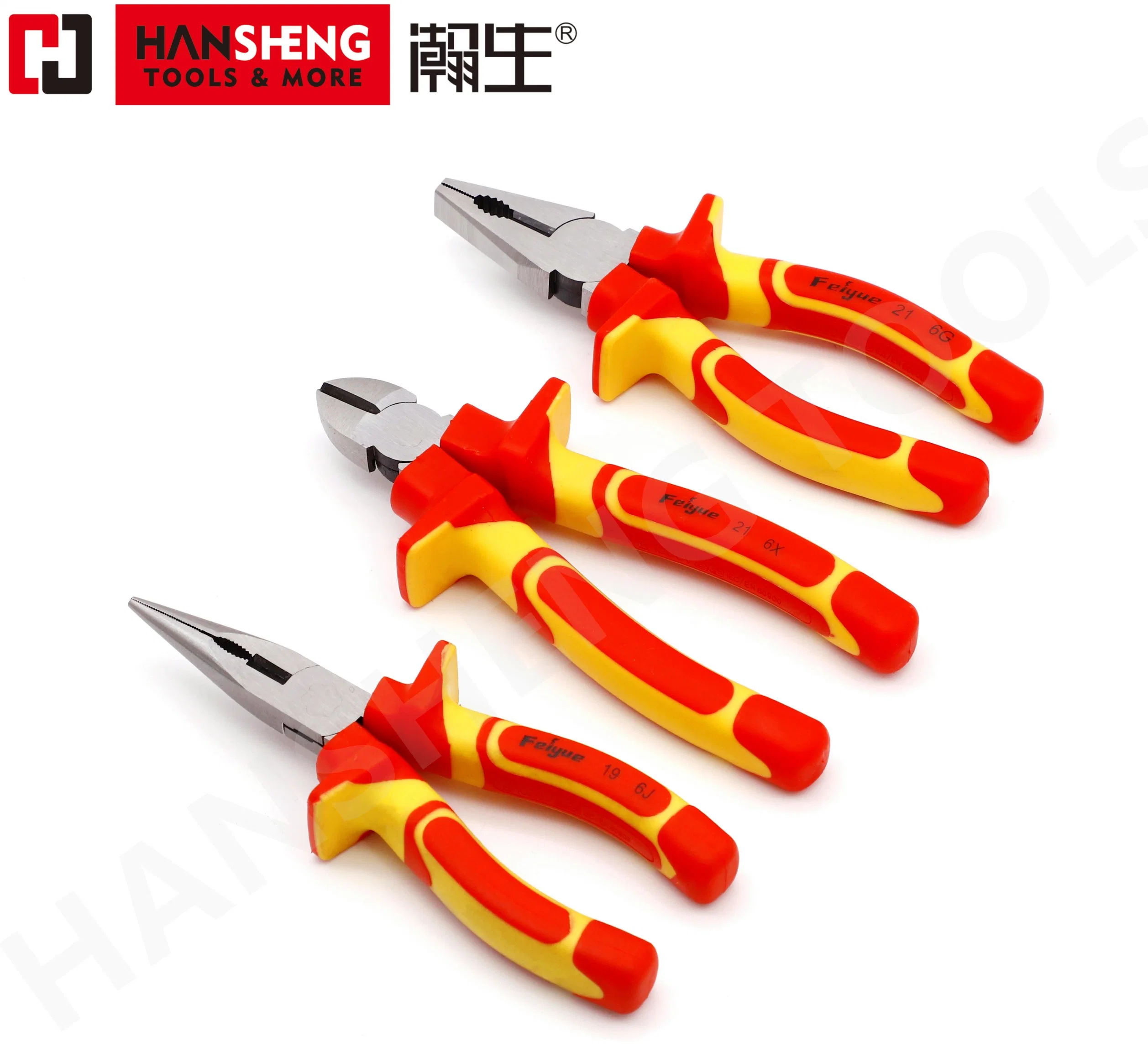 Professional Hand Tools, Hardware Tool, Made of CRV, VDE Side Cutter, VDE Plier, VDE Bent Nose Pliers