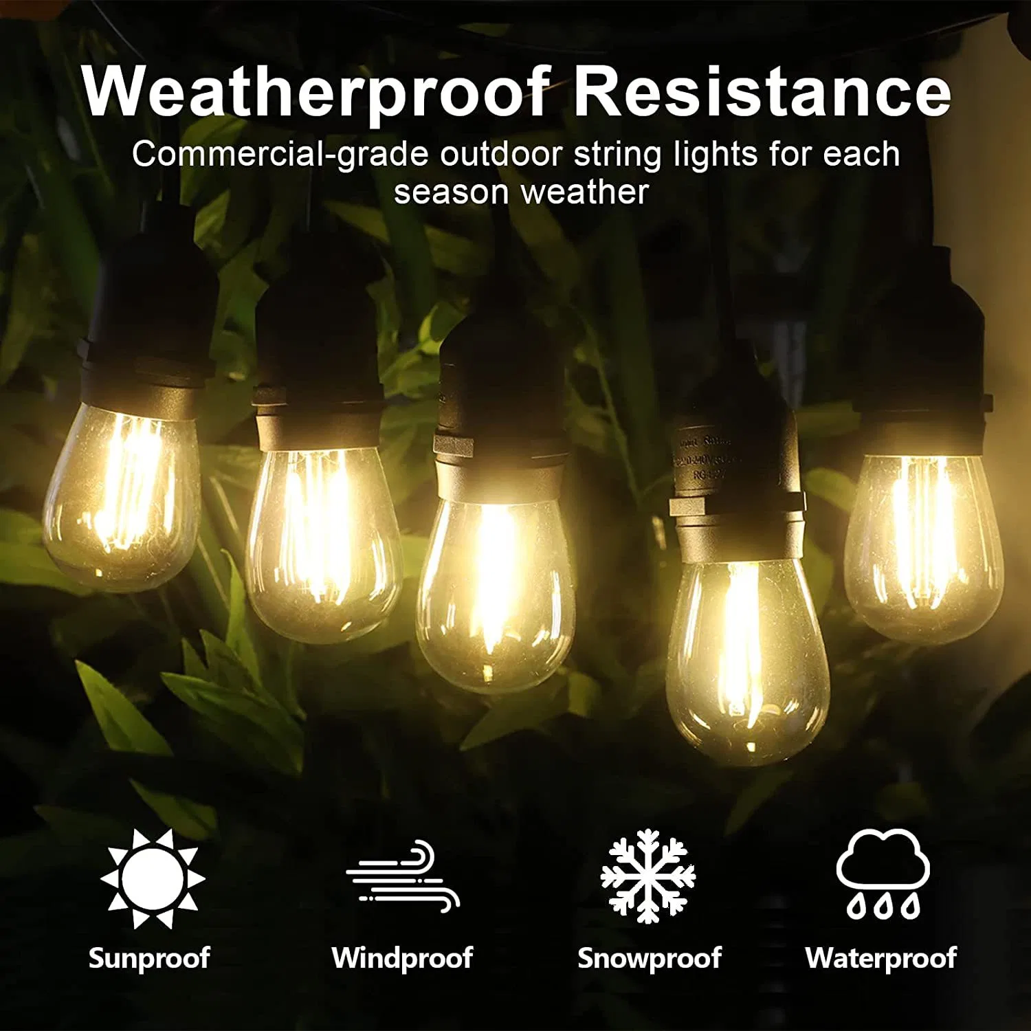 S14 Bulb 1W Warm Plastic Light Bulb Outdoor Waterproof LED Lights E27