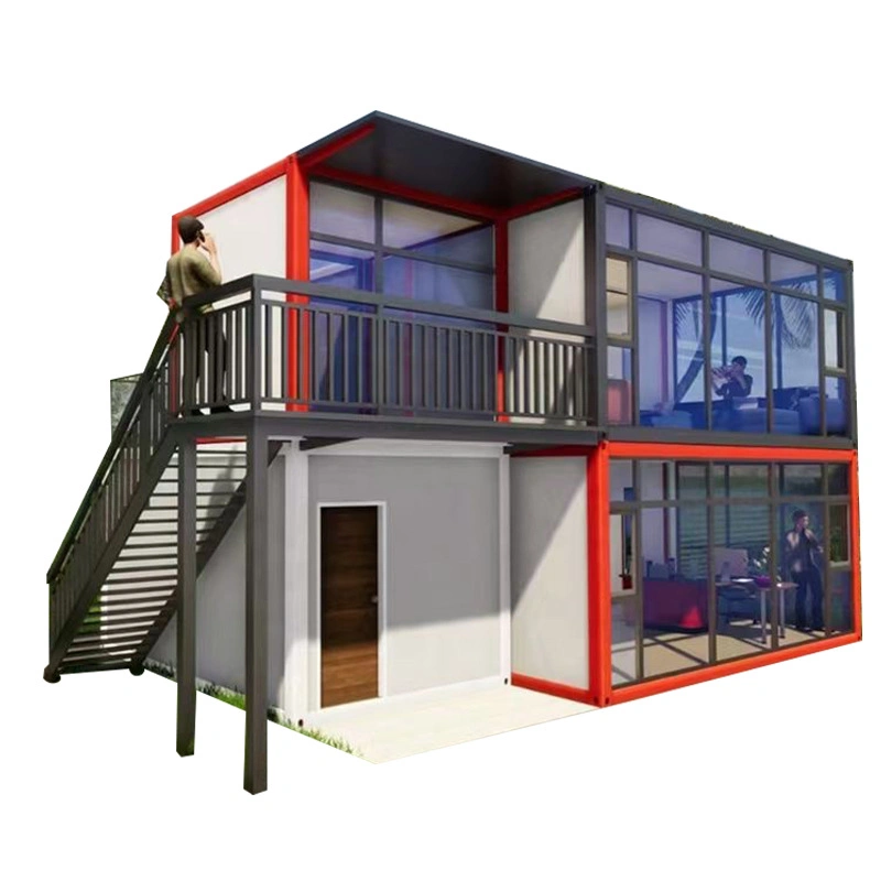 Casa prelaboratorio moderna fácil montaje Modular Flat Pack contenedor Casa Dos dormitorios con balcón Prehab Container House