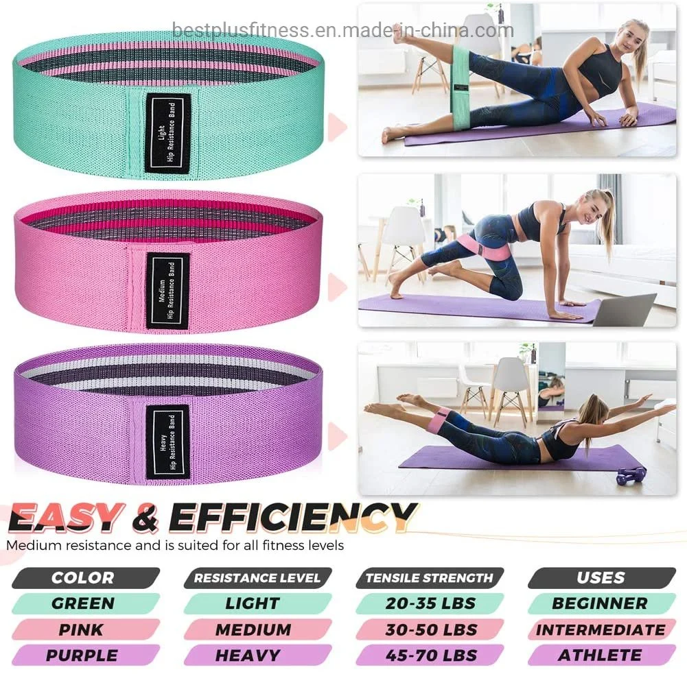 Fabric Workout Bands Non Slip Loop Exercise Bands for Butt Leg & Arm Home Fitness Stretching-Strength Booty Bands Physical Therapy Hip Training Set of 3