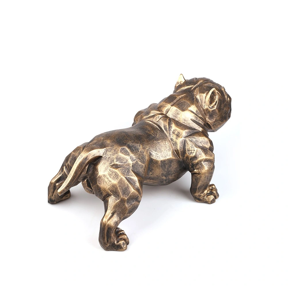 Polyresin Craftwork Gold Color Wholesale/Supplier Bulkbuy Sculpture Home Hotel Garden Household Item Statue Craft Home Decoration Resin Gift Bossy Big Dog American Bully