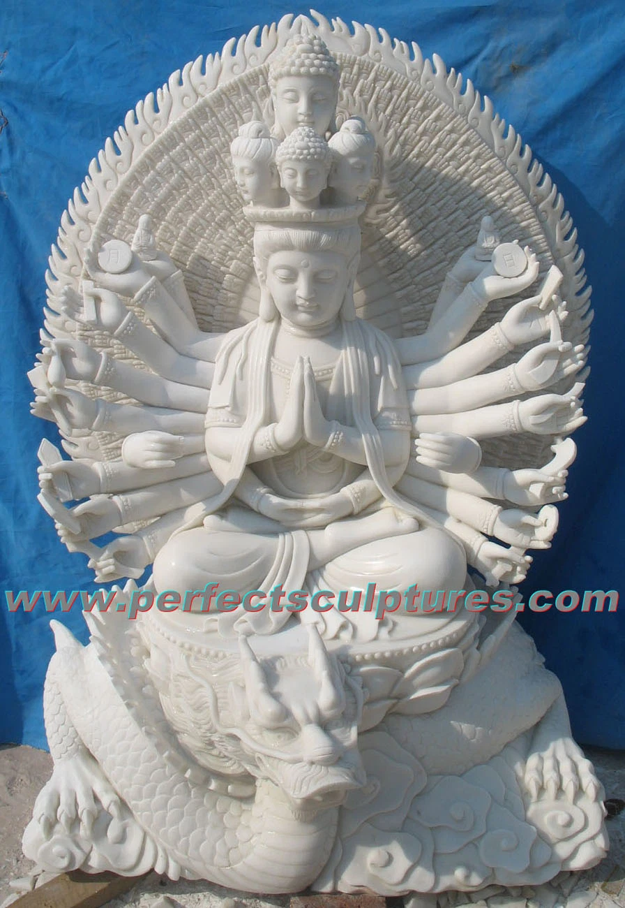 Life Size Carved Stone Statue Marble Carving Laughing Buddha Sculpture for Home Garden (SY-T028)