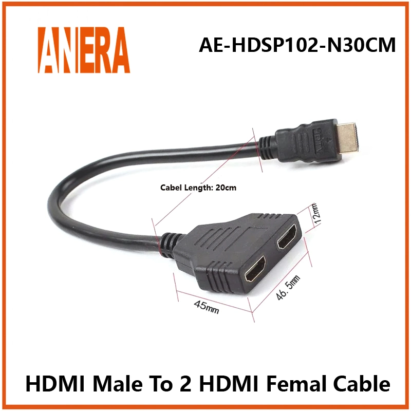 كبل مقسم HDMI 1 ذكر إلى 2 محول أنثى 1HDMI إدخال 2 كبل إخراج HDMI