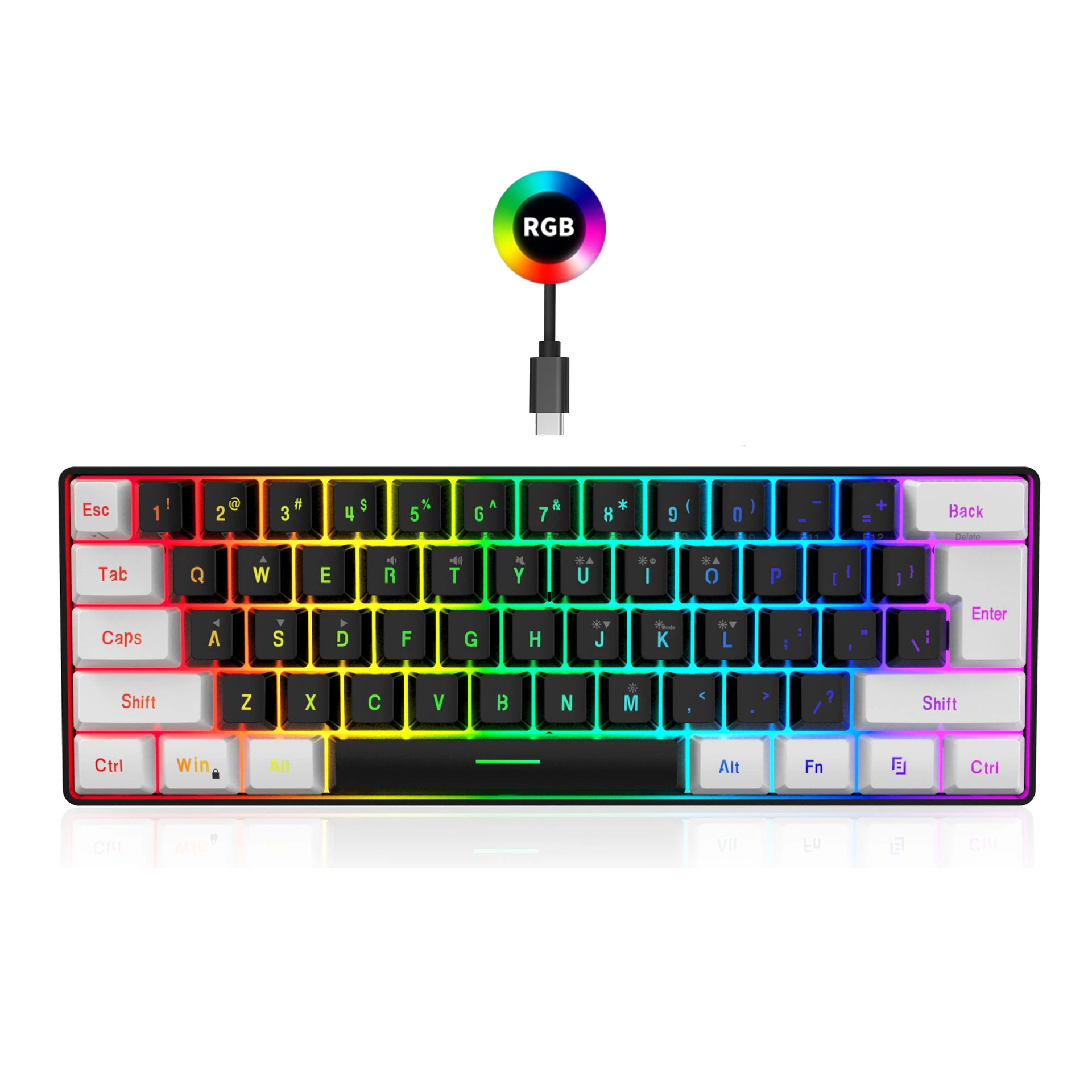 Nuevo teclado de juegos mini de 61 teclas con sensación mecánica, adecuado para computadoras portátiles y escritorios