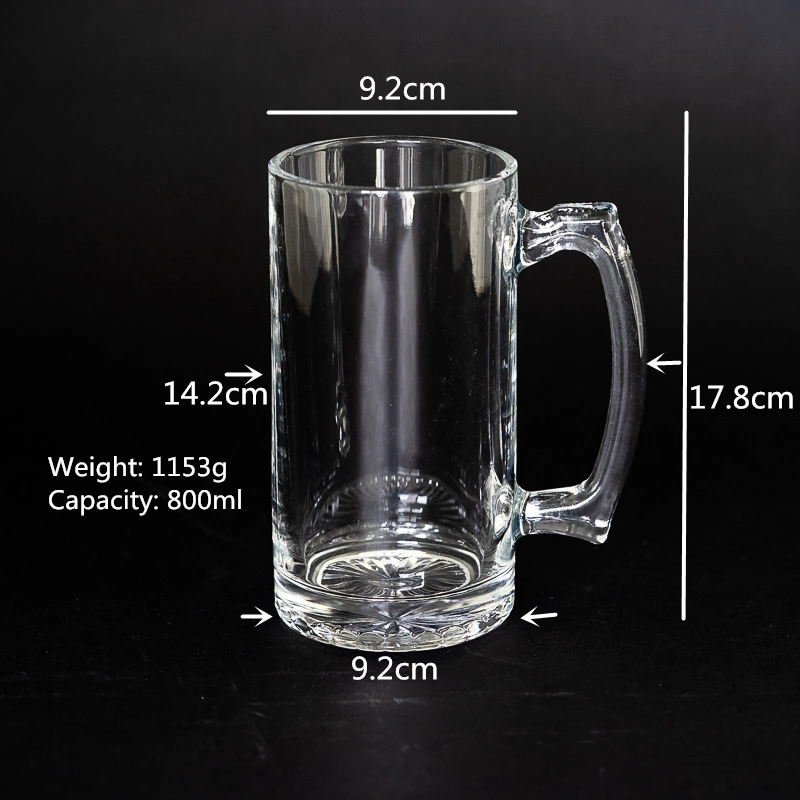 Unique 800ml Fashion Huge Size Transparent Beer Mug Glass