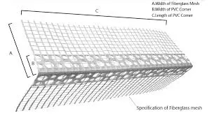 PVC Corner Beads Angle Beads with Fiberglass Mesh for Drywall 2X2cm