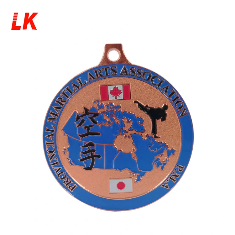 2019 Factory Newest Hot Selling Gold Karate Award Medal with Ribbon