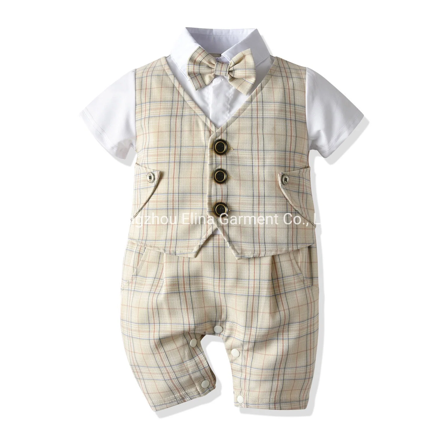 New Summer Gentleman Short-Sleeved Handsome Cotton Romper Newborn Baby Clothes Boys Wear