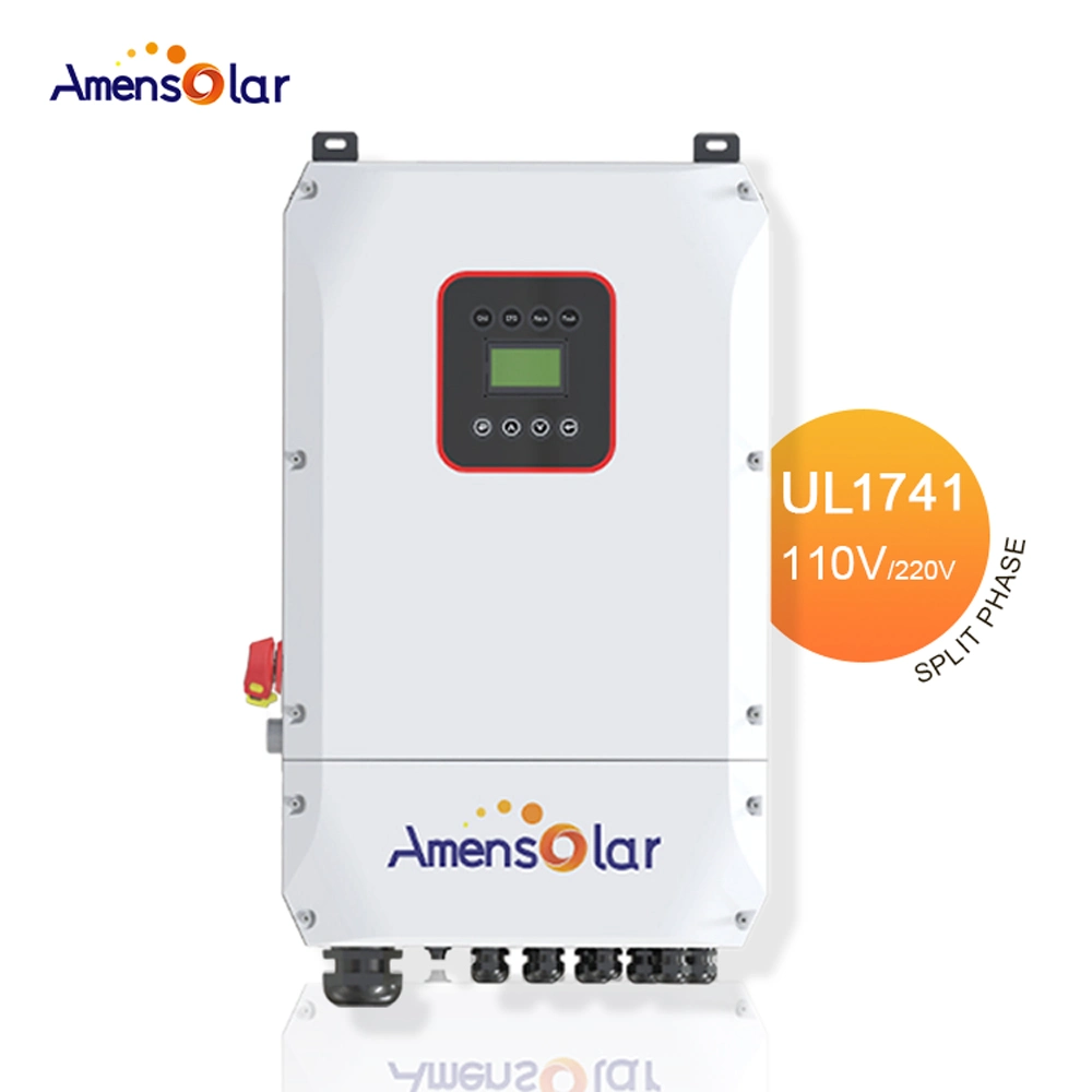 Amensolar 5kw 8kw 10kw على شبكة الطاقة الشمسية الهجينة المحول الشمسي الساخن Ess للبيع في السوق الأمريكية 110V 120V تقسيم المرحلة جامايكا 5kVA محول شمسي محول الطاقة