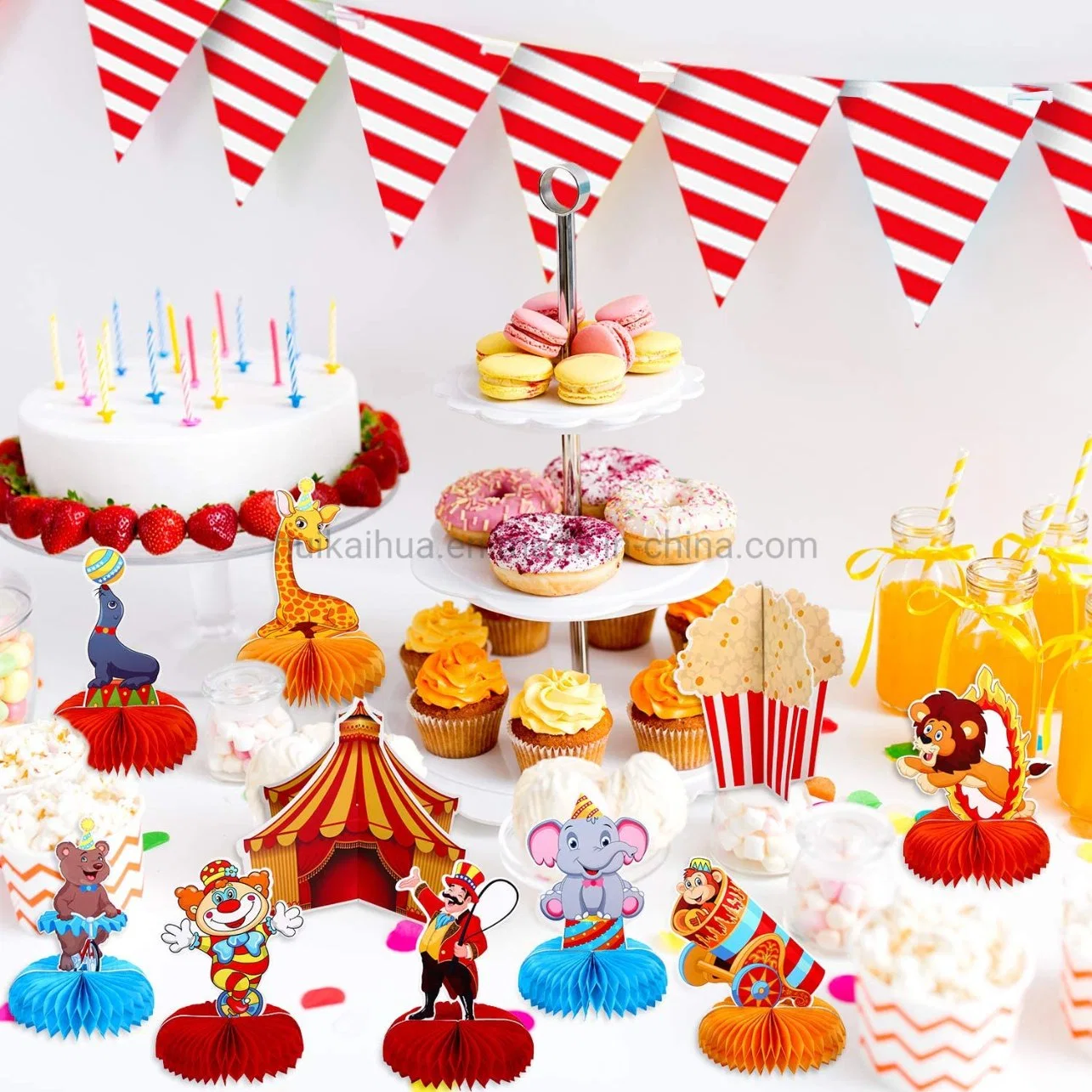 Handmade Artifacts Circus Theme Party Decoration Paper Honeycomb Centerpieces Set