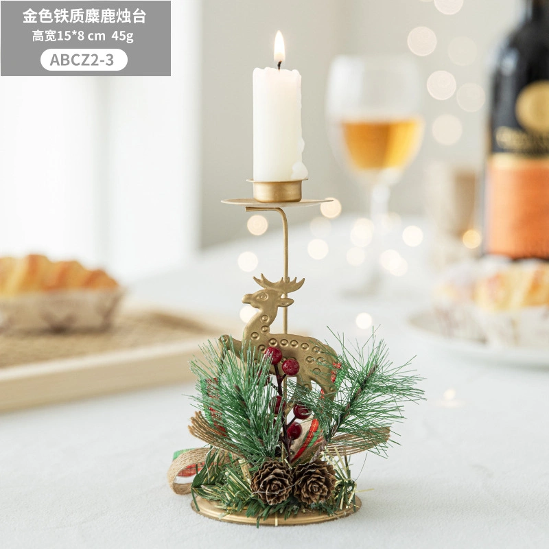 Christmas Golden Iron Candlestick Desktop Decoration Aromatherapy Table