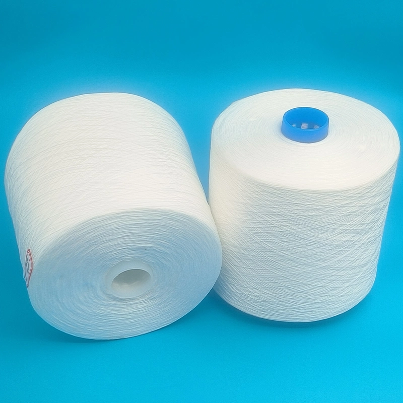 100% Polyester Spun Yarn 20s/2 Sewing Thread Optical White Hilo De Fibra Corta De Poliester