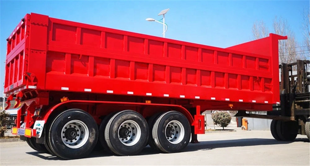 Heavy Duty 3 Axle 60 Ton Rear Dump Tipper Semi Trailer Truck Hydraulic Lifting Axles for Coal Transportation