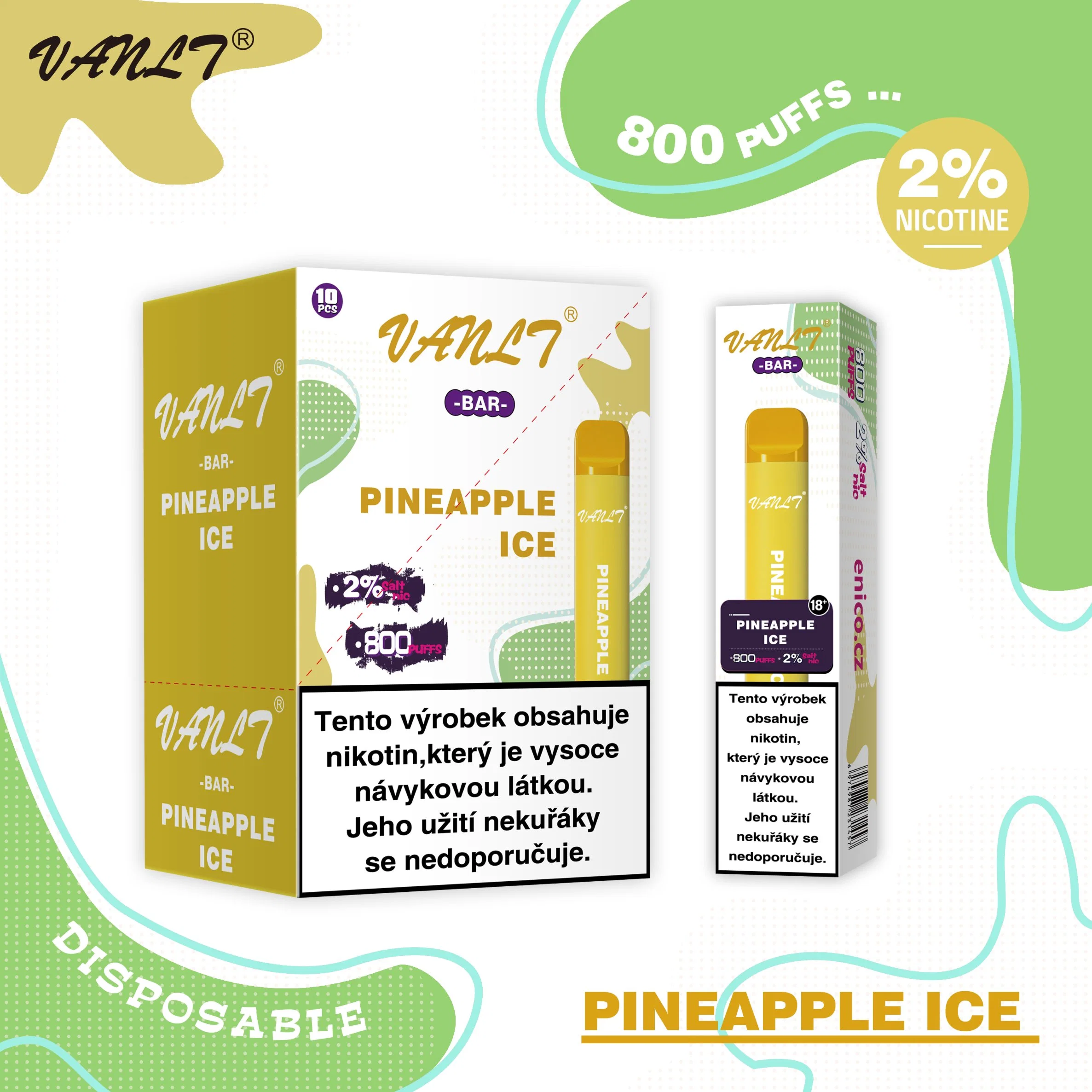 Best Seller 800 Puffs 2% Synthetic Nicotine 2ml Prefilled E Liquid Disposable E Shisha