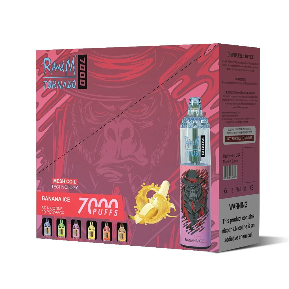 Alibaba Puff distributeur Vente à chaud RVB Light Randm Tornado 7000 Puffs Vape jetable