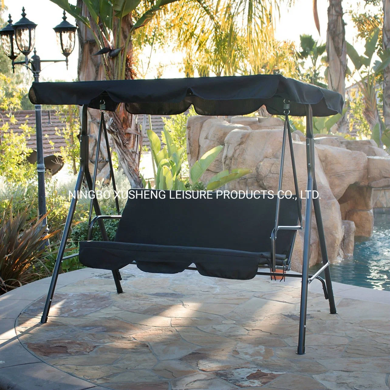 Canopy Outdoor Swing Chair Swing with Weather Steel Frame