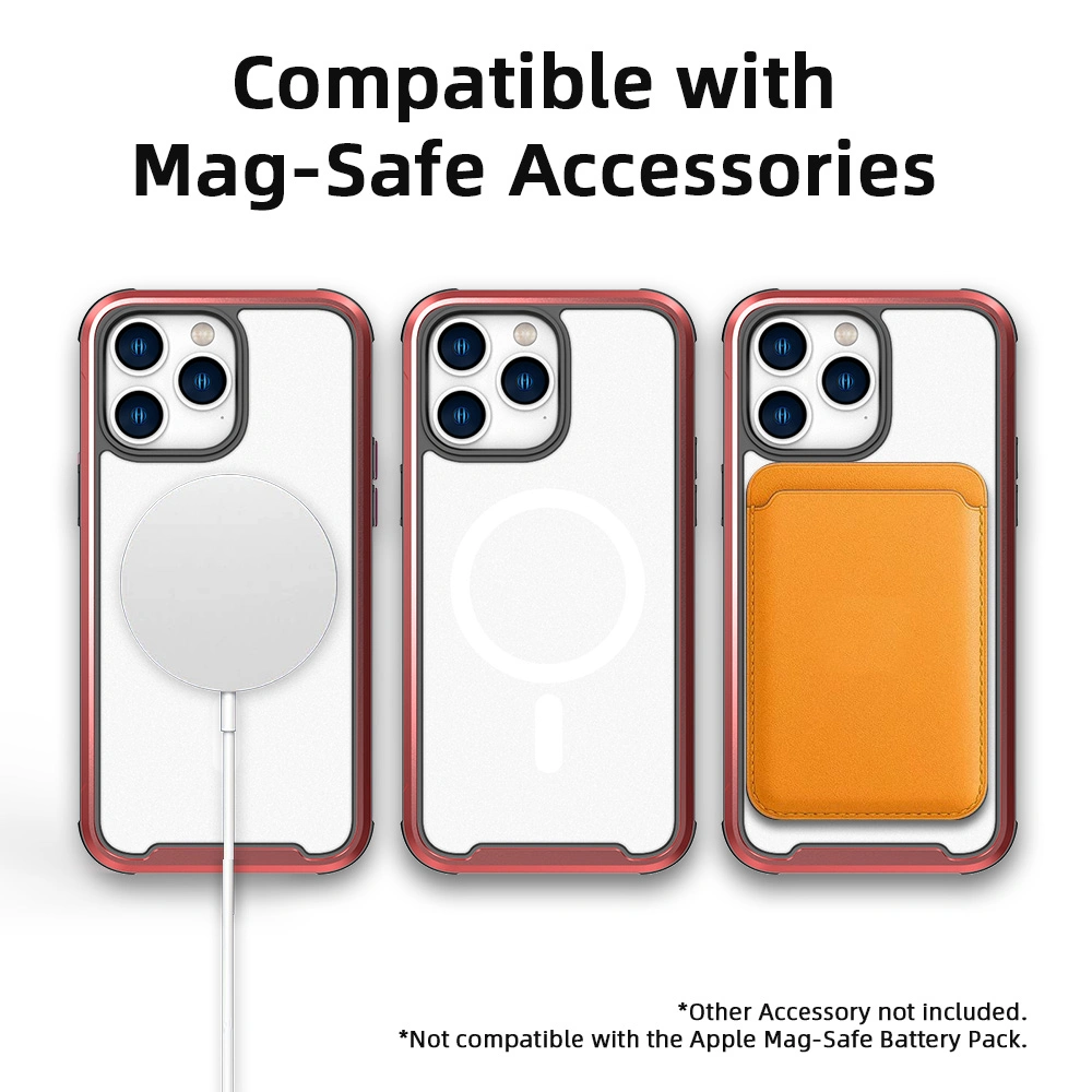 Boîtier téléphonique en alliage d'aluminium résistant aux chocs support de chargement sans fil en métal Étui pour téléphone portable magnétique pour iPhone 14/13/12