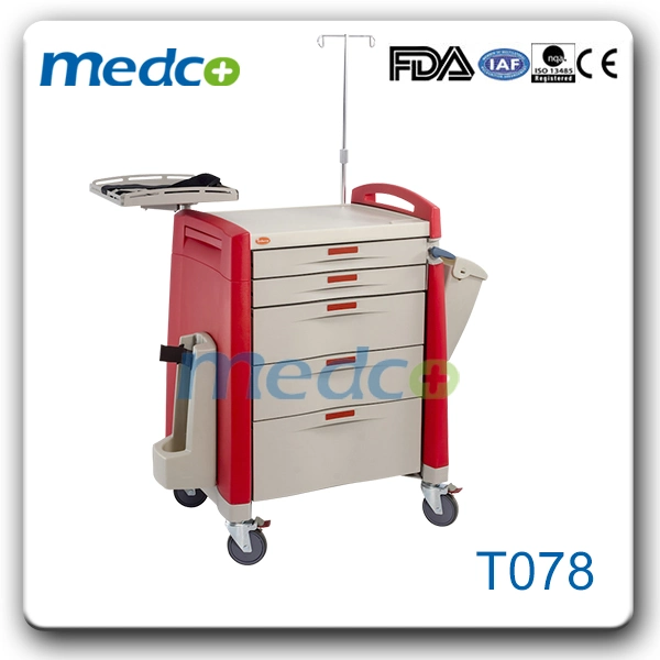 Portable ICU ABS America Style Plastic Hospital Service Medicine Crash Cart Emergency Trolley