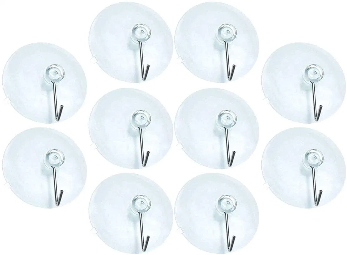 Reusable Heavy Duty Vacuum Suction Cup Hooks with Cleaning Cloth Strong Window Glass Kitchen Bathroom Hooks