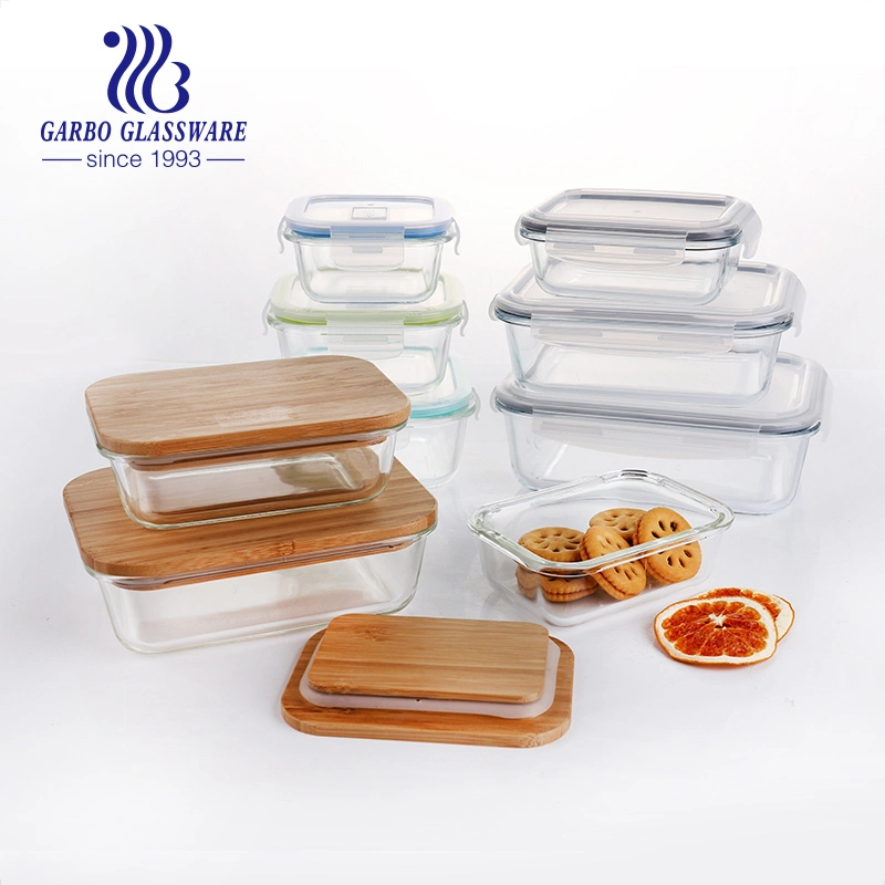 Resiste temperaturas de 360ml de la flor de cristal de alta calidad de la etiqueta de contenedor de almacenamiento de comida Lunch box set cristalería