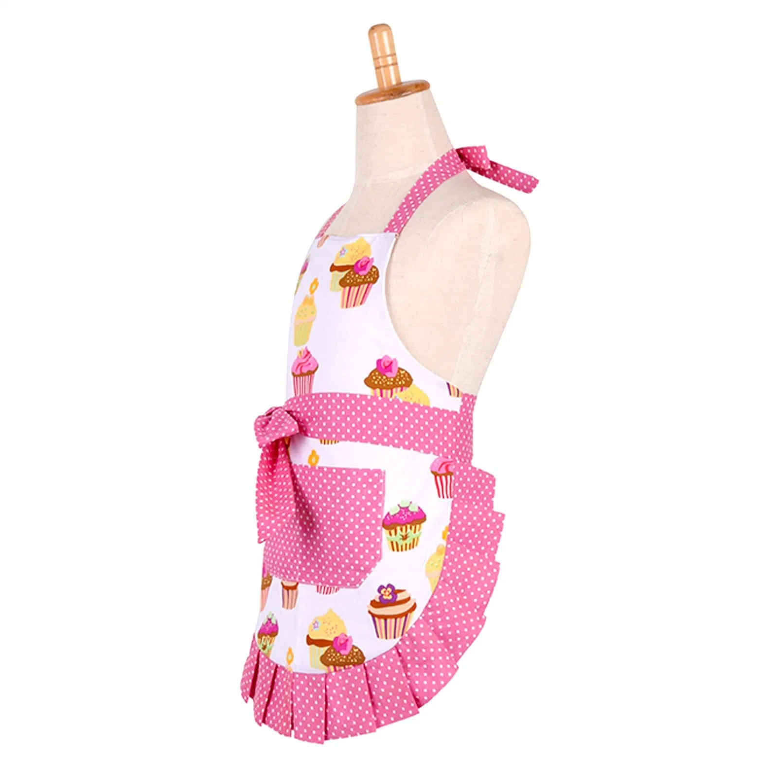 New Design Pink 2-5 Years Kid Girls Cupcake Pattern Cotton Children Apron