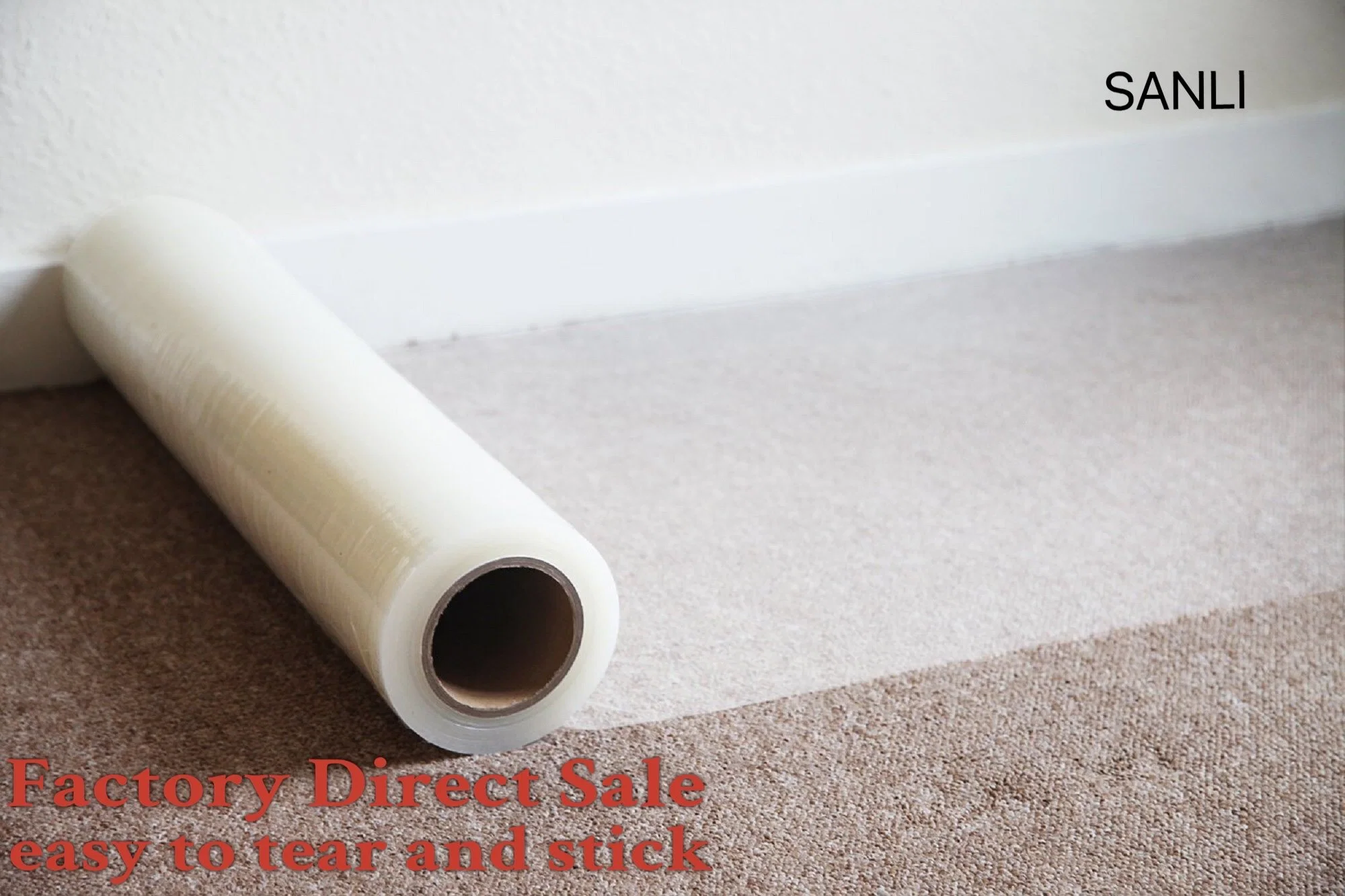 China Transparent Anti-Slip Carpet Film PE Material and Soft Hardness Carpet Surface Protective Film