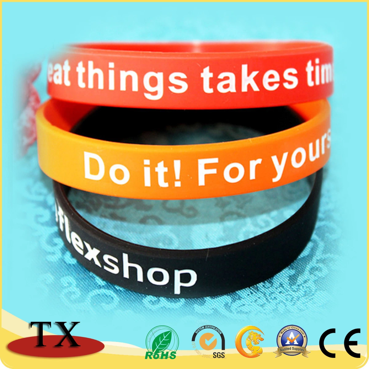 Promotional Custom Rubber Band, Customized Good Quality Silicone Wristband