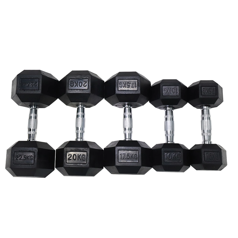 Rubber Hex Heavy Dumbbell 30 Kg 40 Kg 50 Kg, Weight Lifting Gym Fitness Exercise Equipment No Logo Dumbbell Set in Stock