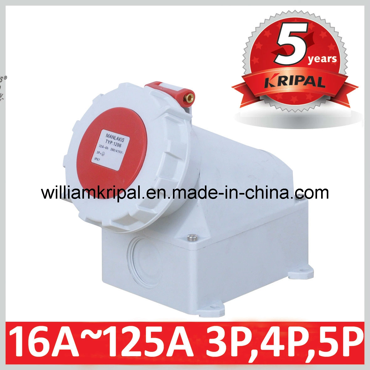 IP67 3p+E 63una toma de corriente 400V Wall-Mounted