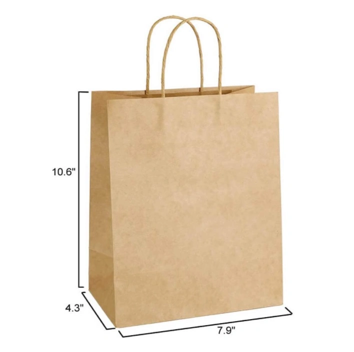 Wholesale Custom Packaging Paper Bag Craft Brown Kraft Paper Shopping Bag